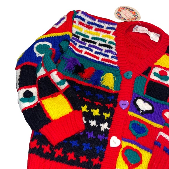 Rachel’s Kids Little Girls Hand Knit Sweater Size 6 Multi Colored Vibrant NWT - Picture 4 of 5